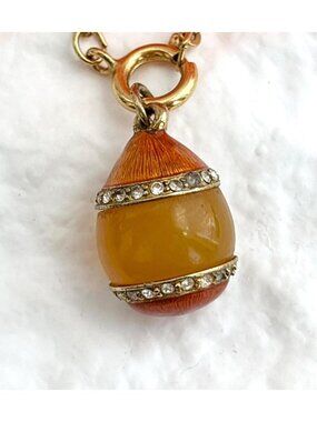 Joan Rivers Orange Acorn Shaped Rhinestone Accented Vintage Pendant | Charm